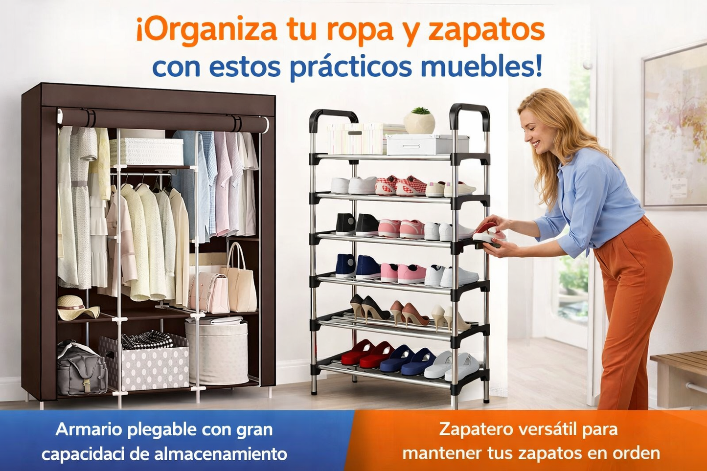 Combo Hogar: Armario Plegable + Zapatero Multinivel