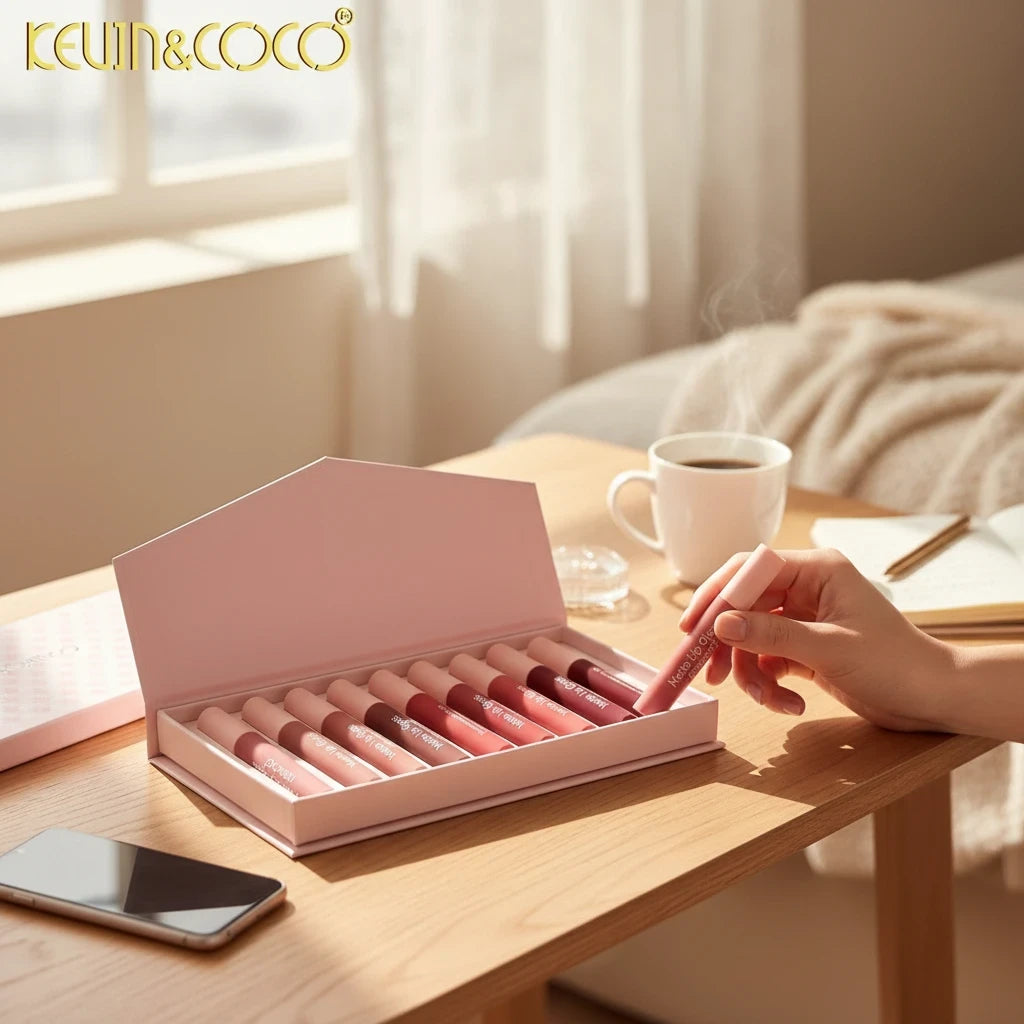 Kit de Labiales Mate Beautiful Energy x10 Tonos KEVIN&COCO® + Estuche de Lujo