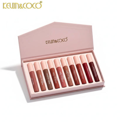 Kit de Labiales Mate Beautiful Energy x10 Tonos KEVIN&COCO® + Estuche de Lujo