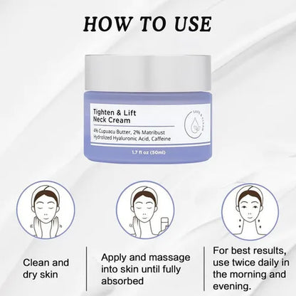 Crema Reafirmante Cuello Tighten & Lift | Anti-Edad con Ácido Hialurónico y Cafeína