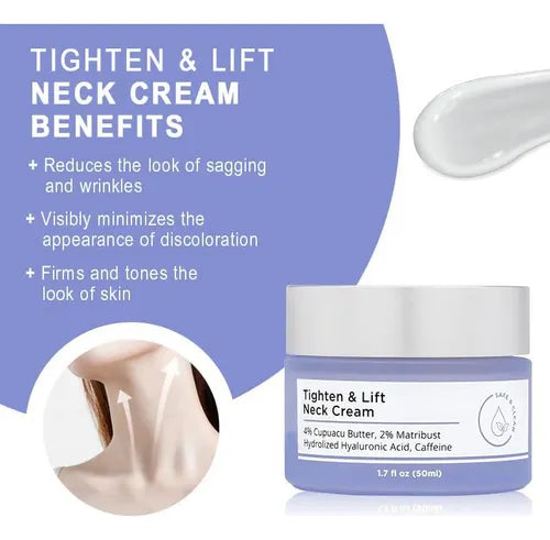 Crema Reafirmante Cuello Tighten & Lift | Anti-Edad con Ácido Hialurónico y Cafeína