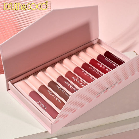 Kit de Labiales Mate Beautiful Energy x10 Tonos KEVIN&COCO® + Estuche de Lujo