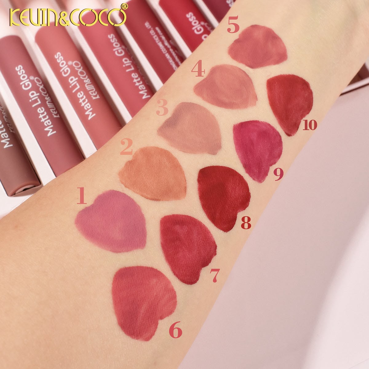 Kit de Labiales Mate Beautiful Energy x10 Tonos KEVIN&COCO® + Estuche de Lujo