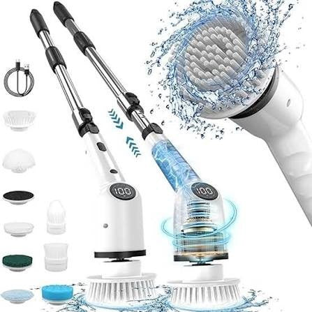Cepillo De Limpieza Eléctrico Recargable Con Mango Extensible