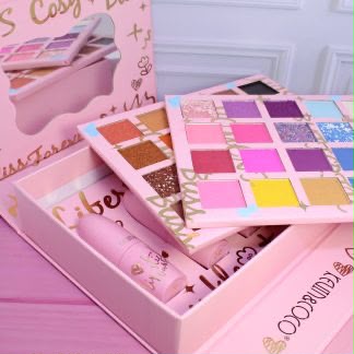 Kit KEVIN&COCO "To Miss Love" 💖 40 Sombras + 4 Labiales + Espejo en Caja de Regalo